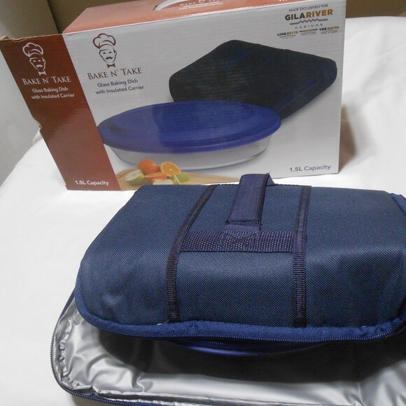 NEW BAKE N' TAKE GLASS BAKING DISH WITH INSULATED CARRIER w/ HANDLE NIB 🎁 - Picture 5 of 9